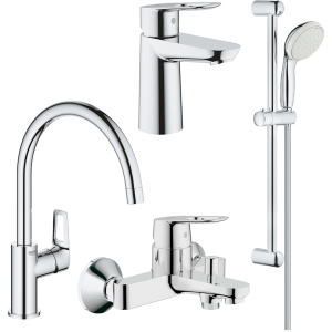 Набір змішувачів GROHE BauLoop 123225K + кухонний змішувач (23337000 + 32815000 + 31232001 + 27598001) в Черкасах