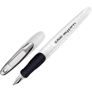 Ручка перова для правши Herlitz My.Pen White-Black Синя Білий корпус (10999738) ТОП в Черкасах