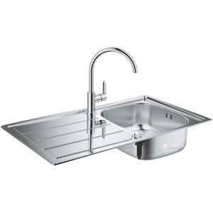 хорошая модель Кухонная мойка GROHE Sink K200 860x500 31562SD0 (31552SD0 сатин со смесителем BauEdge 31367000)