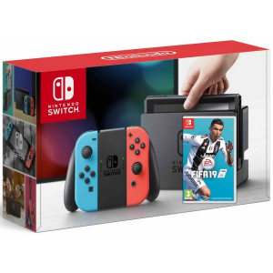 хорошая модель Nintendo Switch Neon Blue-Red + Игра FIFA 19 (русская версия)