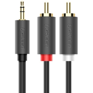 Інсертний кабель Ugreen AV102 3.5 мм to 2RCA Audio Cable 1 м Gray (904019621) краща модель в Черкасах