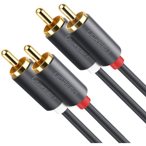 Інсертний кабель Ugreen AV104 2RCA to 2RCA Audio Cable 1 м Black (90401971) краща модель в Черкасах