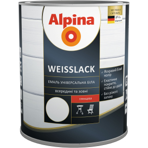 Емаль Alpina Weisslack Глянцева 2.5 л Біла (948103771)