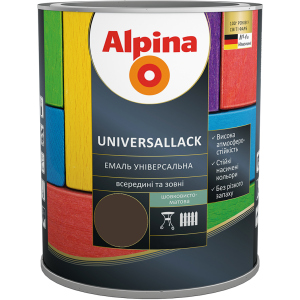 хорошая модель Эмаль Alpina Universallack Шелковисто-матовая 2.5 л Шоколадная (948103755)