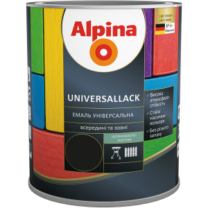 Емаль Alpina Universallack Шовковисто-матова 0.75 л Чорна (948103762) краща модель в Черкасах