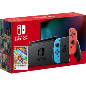 Nintendo Switch Neon Blue-Red (Upgraded version) + Гра Paper Mario: The Origami King надійний