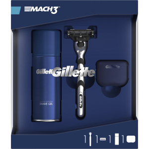 Подарочный набор для мужчин Gillette Бритва с 1 сменной кассетой Mach 3 + Гель Fusion Ultra Sensitive 75 мл + Дорожный чехол (7702018508624) ТОП в Черкассах