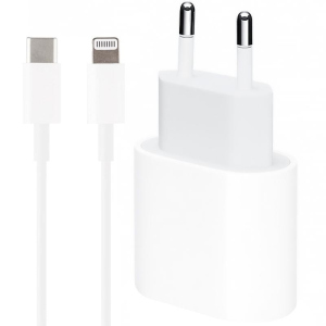 Сетевое зарядное устройство Foxconn для Iphone 11/12 Pro Max 18W и Кабель USB-C to Lightining 1 м White