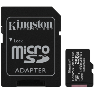 Kingston microSDXC 256GB Canvas Select Plus Class 10 UHS-I U3 V30 A1 + SD-адаптер (SDCS2/256GB) ТОП в Черкасах