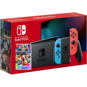 Nintendo Switch Neon Blue-Red (Upgraded version) + Игра Mario Kart 8 Deluxe (русская версия)