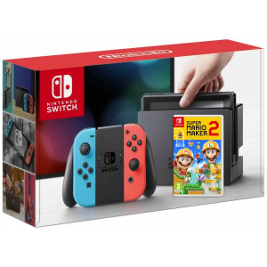 хороша модель Nintendo Switch Neon Blue-Red + Гра Super Mario Maker 2 (російська версія)