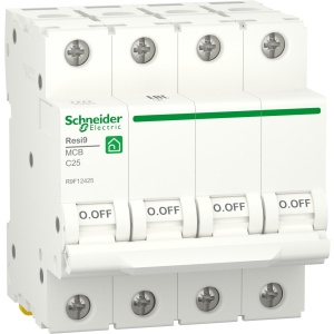 Автоматичний вимикач Schneider Electric RESI9 25 А, 4P, крива С, 6кА ТОП в Черкасах