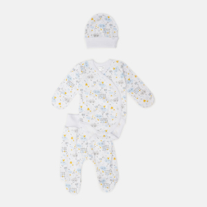 Комплект (боді+повзунки+чепчик) Garden Baby 40194-02 62 см Хмари блакитні (4824019402220) в Черкасах