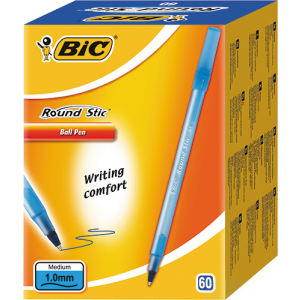 Набір кулькових ручок BIC Round Stic M Blue, 60 шт., вузол для письма 1мм, товщина лінії 0,4мм (3086123256378) ТОП в Черкасах