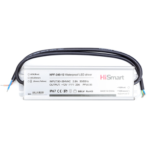 Блок живлення HiSmart 12V 20A 240W PFC IP67 (NPF-240-12) краща модель в Черкасах