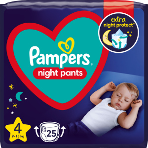 Підгузки-трусики нічні Pampers Night Pants Розмір 4 (9-15 кг) 25 шт (8006540234709) краща модель в Черкасах