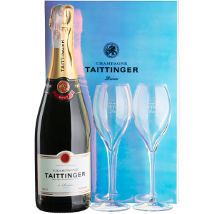 Шампанське Taittinger Brut Reserve біле брют 0.75 л 12.5% ​​у подарунковій упаковці + 2 келихи (3016570061287) в Черкасах