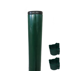 хорошая модель Столб заборный Техна Эко металлический круглый с полимерным покрытием и креплениями 1500 мм D=45 мм Зеленый (RAL6005 PTE-04)