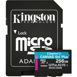 Kingston MicroSDXC 256 ГБ Canvas Go! Plus Class 10 UHS-I U3 V30 A2 + SD-адаптер (SDCG3/256GB) в Черкасах