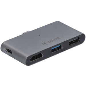 USB-хаб адаптер Ailink Aluminium USB-C 4K HDMI mini jack 3.5 мм Hub 5 в 1 Space Grey (AI-S8Pro_sg) в Черкасах