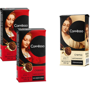 хорошая модель Набор молотого кофе Coffesso Classico 250 г х 2 шт + Coffesso Crema vacuum Ground 250 г бесплатно (2300000010169)