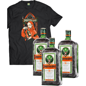 Лікер Jagermeister 0.7 л 35% 3 пляшки (+ексклюзивна футболка)(DESIGN 3) pM (4067700013018_G_M) в Черкасах