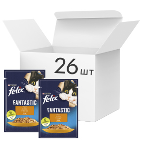 купить Упаковка влажного корма для котов Purina Felix Fantastic с курицей в желе 26 шт по 85 г (7613039788103)