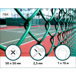 Сітка Рабиця ПВХ Сітка Захід 50х50/2,5(1,5)мм 1,0м/10м краща модель в Черкасах