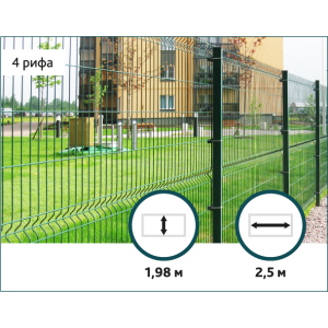 Металева огорожа Еко Колор (оц+полімер RAL6005) Сітка Захід 1,74/2,5м краща модель в Черкасах