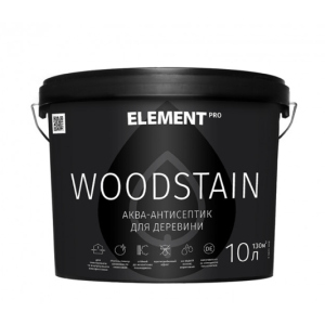 Аква-антисептик для дерева ELEMENT PRO WOODSTAIN, 10 л БІЛИЙ