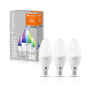 Набір світлодіодних ламп 3шт LEDVANCE SMART+ Candle B 40 E14 MULTICOLOR 4,9W (470Lm) 2700-6500K + RGB WiFi дім-их в Черкасах