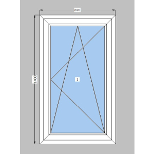 Окно металлопластиковое Koning 70 mm 1-створчатое поворотно-откидное, фурнитура Vorne, 820х1400 мм, белое