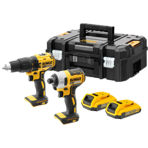 купить Набор из двух инструментов бесщеточных DeWalt 18 В XR Li-lon, 2 Ач, чемодан, 2 аккумулятора и зарядное устройство (DCK2060D2T)