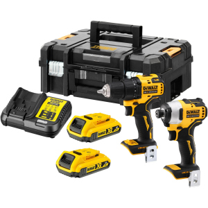 купить Набор из двух инструментов бесщеточных DeWalt 18 В XR Li-lon, 2 Ач, чемодан, 2 аккумулятора и зарядное устройство (DCK2061D2T)