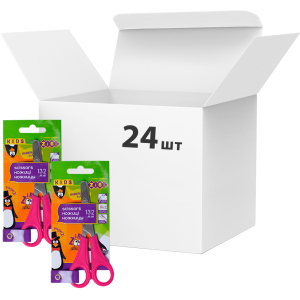 Упаковка Ножиці дитячі ZiBi 13.2 см з лінійкою 24 шт Рожевий (ZB.5001-10)
