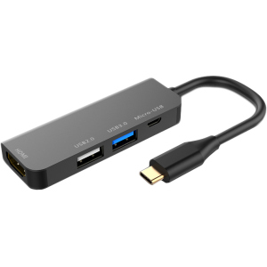 USB-хаб XoKo AC-400 Type-C to HDMI+USB 3.0+USB 2.0+Micro USB (XK-AC-400) в Черкассах