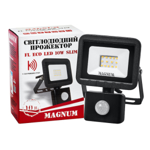 Прожектор світлодіодний Magnum FL ECO LED 10Вт slim 6500К IP44 з датчиком руху (90014086) ТОП в Черкасах