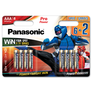 Батарейки Panasonic Pro Power лужні AAA блістер, 8 шт Power Rangers (LR03XEG/8B2FPR) в Черкасах