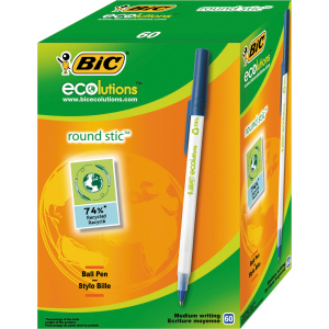 Набір кулькових ручок BIC Round Stic ECOlutions Синій 1 мм 60 шт (3086123256651) в Черкасах