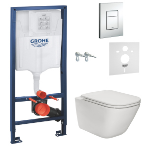 Інсталяція GROHE Rapid SL 38772001 із панеллю змиву Skate Cosmopolitan 38775001 + унітаз ROCA Gap Rimless A34H470000 із сидінням Slim Soft Close краща модель в Черкасах