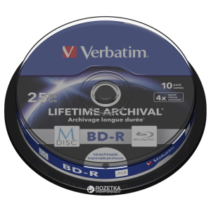 Verbatim M-Disc BD-R 25 GB 4x Cake 10 шт Printable (43825) краща модель в Черкасах