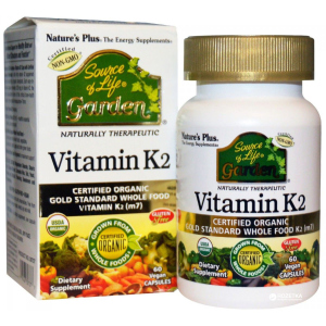 Витамины Nature's Plus Source of Life Garden Naturally Therapeutic Vitamin K2 120 мкг 60 гелевых капсул (97467307377)