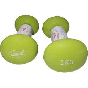 Гантели LiveUp Vinyl Dumbbell EGG HEAD 2 кг пара Зеленые (LS2001-2) в Черкассах