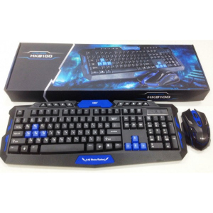 Комплект бездротової Bluetooth клавіатури з мишею Gaming HK-8100 Black&Blue краща модель в Черкасах